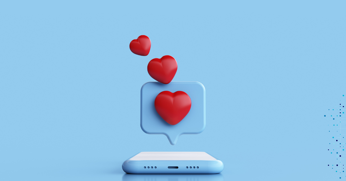 Social Media Management - Smartphone with hearts and engagement icons